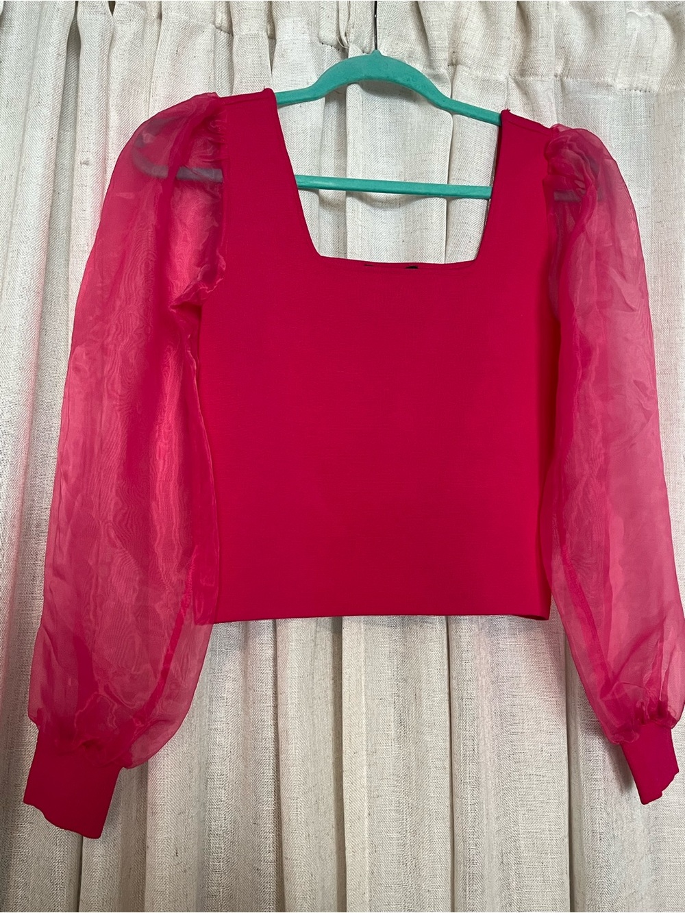 House of Harlow 1960 Pink Organza Puff Sleeve Top S NWT